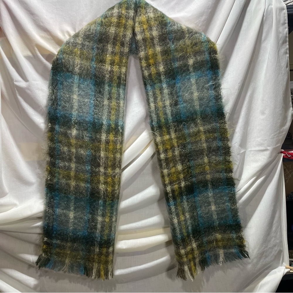 Vintage Jordan Marsh Plaid Wool Scarf - Green, Blue, Gray